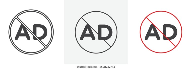 No audio description icons in Thin line black color. flat simple vector symbols illustration.