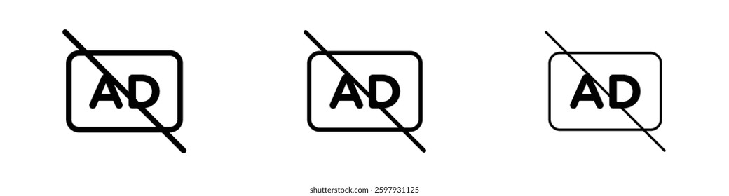 No audio description thin line vector icon set.