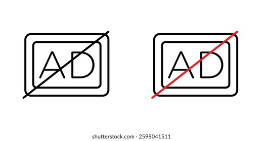 No audio description vector icon set in black and white color.