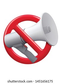 No Audio Icon Sign. No Noise Icon. Realistic Vector 3d Illustration