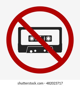 No audio record. Audio tape icon. No tape. Flat design vector illustration