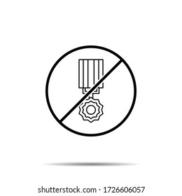 No Award, medal, ribbon icon. Simple thin line, outline vector of awards ban, prohibition, embargo, interdict, forbiddance icons for ui and ux, website or mobile application
