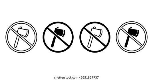 No Axe Prohibition Symbol Icon Black and White Circular Design Vector Illustration Template