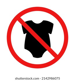 No Baby Onesie Sign on White Background