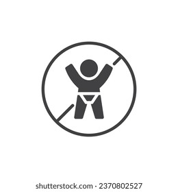 No baby sign vector icon. filled flat sign for mobile concept and web design. No Children Allowed glyph icon. Symbol, logo illustration. Vector graphics