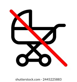 No baby stroller line icon. Vector graphics