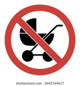 No Baby Stroller Sign – Vector Icon for Restricted Areas and Child Safety Policies

