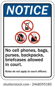 No backpack allowed sign and labels