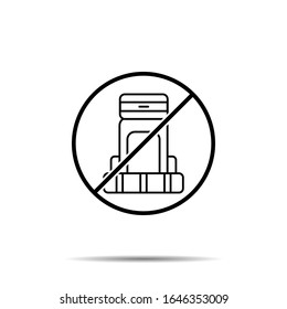 No backpack icon. Simple thin line, outline vector of summer ban, prohibition, forbiddance icons for ui and ux, website or mobile application