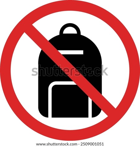 No backpack sign isolated on white background . No backpacks allowed sign . Vector illustration