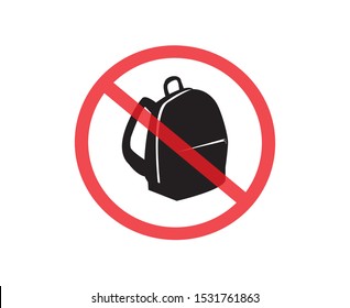 No backpacks allowed. Not Allowed Sign, Accident Prevention signs, warning symbol, road symbol sign and traffic symbol design concept, vector illustration.