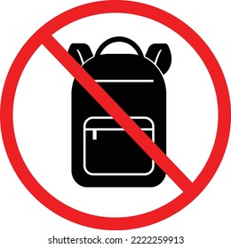 No backpacks allowed on white background. Backpacks are prohibited sing. no backpacks symbol. flat style.