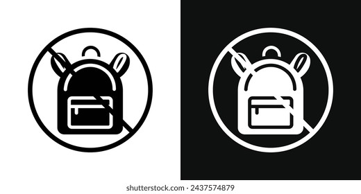 No Backpacks Allowed Sign Icon Set. Vector Illustration