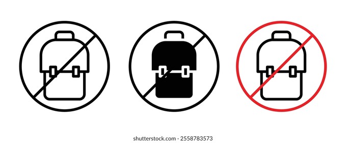 No backpacks allowed sign vector set