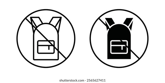 No backpacks allowed sign vector in black and red colors