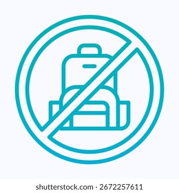 No Backpacks Allowed Sign Vector Icon, Isolated Vector Lineal Gradient Style Icon,