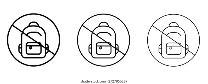 No backpacks allowed sign vector Logo Design Template. Editable Stroke graphics.