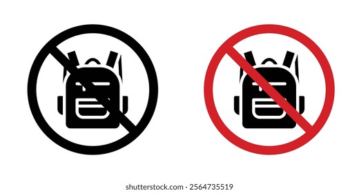 No backpacks allowed sign vectors in flat syle