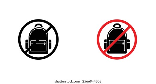 No backpacks allowed signs. vector signs set