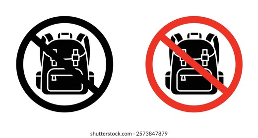 No backpacks allowed signs vector set