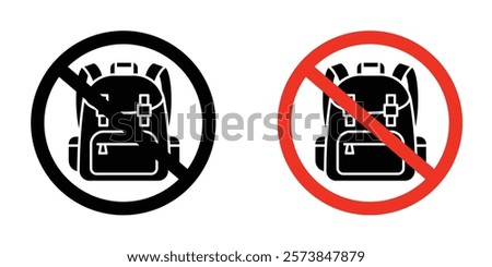 No backpacks allowed signs vector set