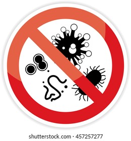 No Bacteria, Virus, Microbe, Pathogen sign on white background.vector illustration