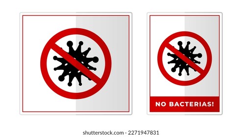 No bacterias Sign Label Symbol Icon Vector Illustration