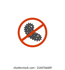 No bacterias, virus icon, vector symbol isolated on white background flat sign