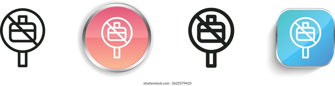 no bag icon. Thin Linear, Regular and Button Style Design Isolated On White Background