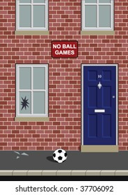 No Ball Games With Broken Window By Ball