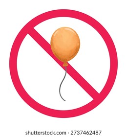 No balloon sign, forbidden balloon sign, do not release balloons symbol, do not pop balloon symbol, vector illustration
