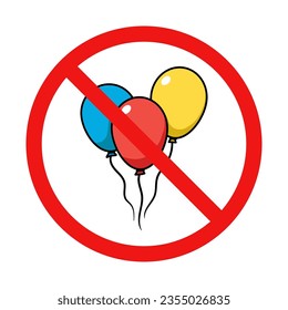 No Balloons Sign on White Background