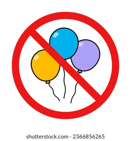 No Balloons Sign on White Background