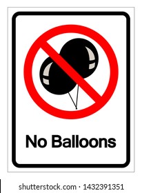No Balloons Symbol Sign, Vector Illustration, Isolate On White Background Label .EPS10