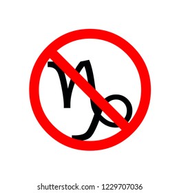 no, ban, stop Capricorn icon of 3 types: color, black and white, outline. Isolated vector sign symbol.