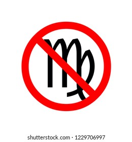 no, ban, stop Virgo horoscope icon, circle hand painted zodiac vector sign. Astrological icon isolated. Virgo astrology horoscope symbol clip art on white background.