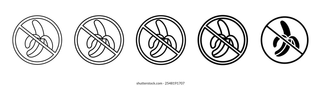 no icono de plátano Conjunto de logotipo de línea delgada simple