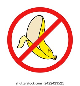 No Banana Sign on White Background
