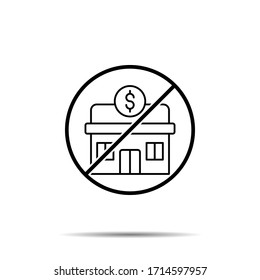 Keine Bank-Ikone. Einfache dünne Linie, umrissene Vektorillustration des Sparverbots, Verbot, Embargo, Interdict, Verbotssymbole für i und ux, Website oder mobile Anwendungen