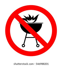 No Barbecue with fire sign. 