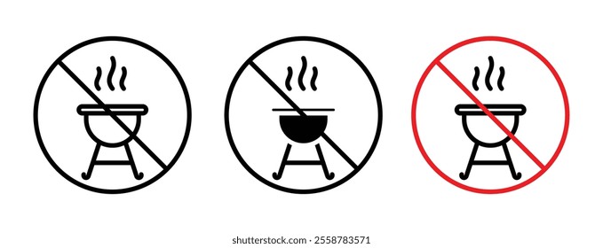 No barbecue with fire sign vector set