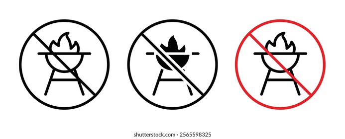 No barbecue with fire sign vector in black and red colors