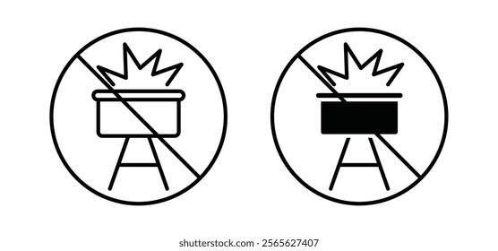 No barbecue with fire sign vector in black and red colors