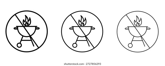 Kein Grill mit Feuerzeichen Vektor Logo Design-Vorlage. Bearbeitbare Strichgrafiken.