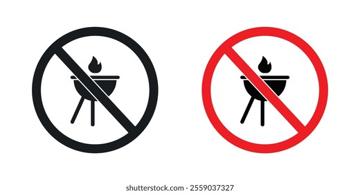 No barbecue with fire sign vectors in black and colored version