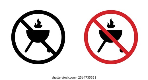 No barbecue with fire sign vectors in flat syle