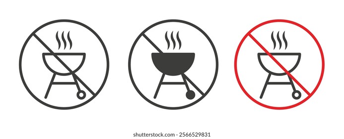 No barbecue with fire signs collection for website design, app, UI design.