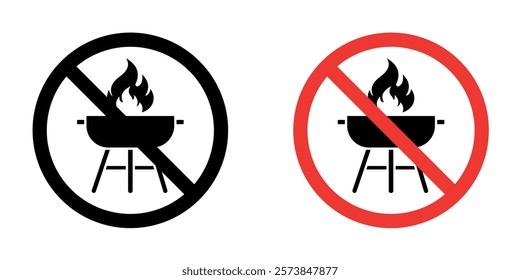 No barbecue with fire signs vector set