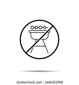 No barbecue icon. Simple thin line, outline vector of summer ban, prohibition, forbiddance icons for ui and ux, website or mobile application