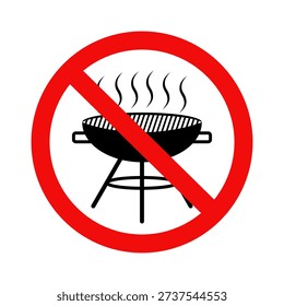 No barbecue sign, No bbq allowed sign. Flat vector illustration design